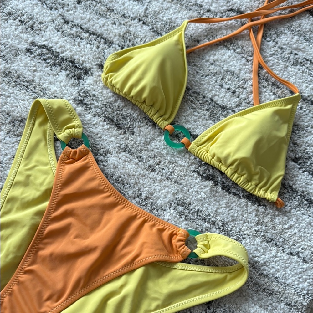 PacSun Yellow and Orange Bikini Set